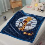 Navy Giraffe Baby Blanket